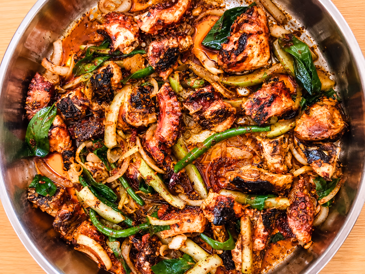 Spicy seafood (octopus) stir-fry